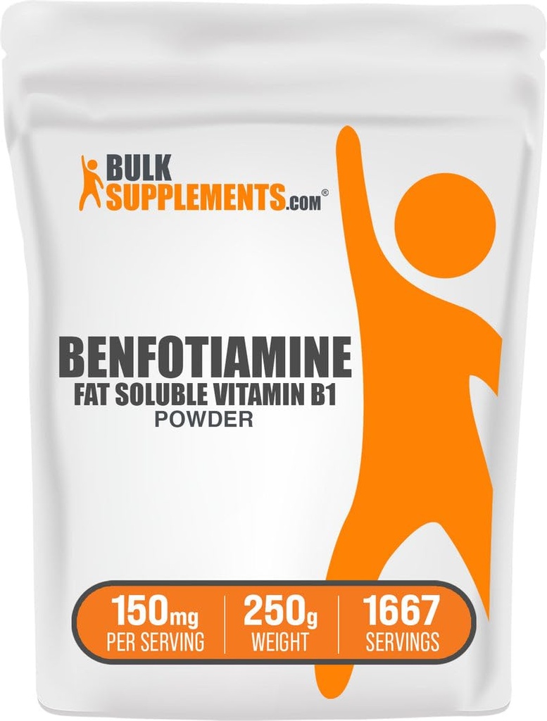 BulkSupplements.com Benfotiamine Powder - Vitamin B1 Benfotiamine Supplement, Fat Soluble B1 Vitamin - Gluten Free, 150mg per Serving, 250g (8.8 oz) (Pack of 1)