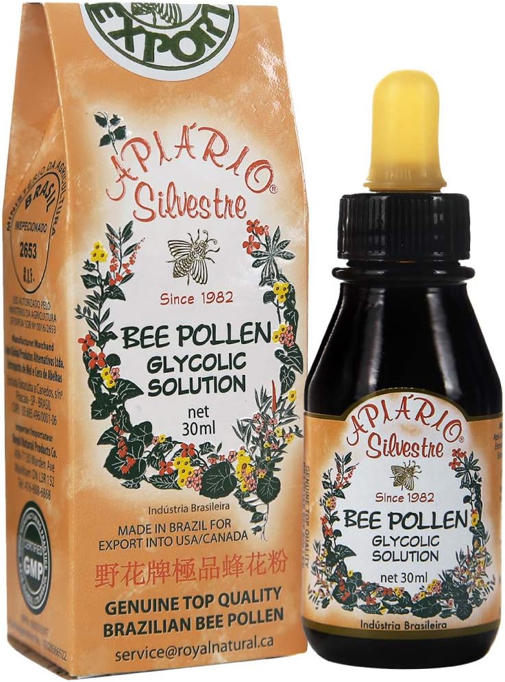 Official Distributor - 1 Bottle of Apiario Silvestre Brazilian Bee Pollen Liquid Glycolic Extract -Non Alcoholic, Wax Free