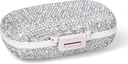 1Pack Travel Pill Organizer, 8 Compartments Portable Pill Case, Small Pill Box for Pocket Purse Portable Medicine Vitamin Container (Sparkling Silver)