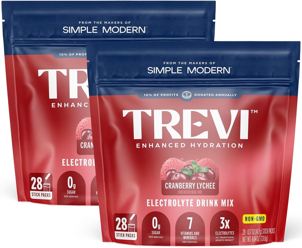 TREVI™ Sugar Free Electrolytes - Drink Mix Hydration Powder Packets - 56 Count - Cranberry Lychee