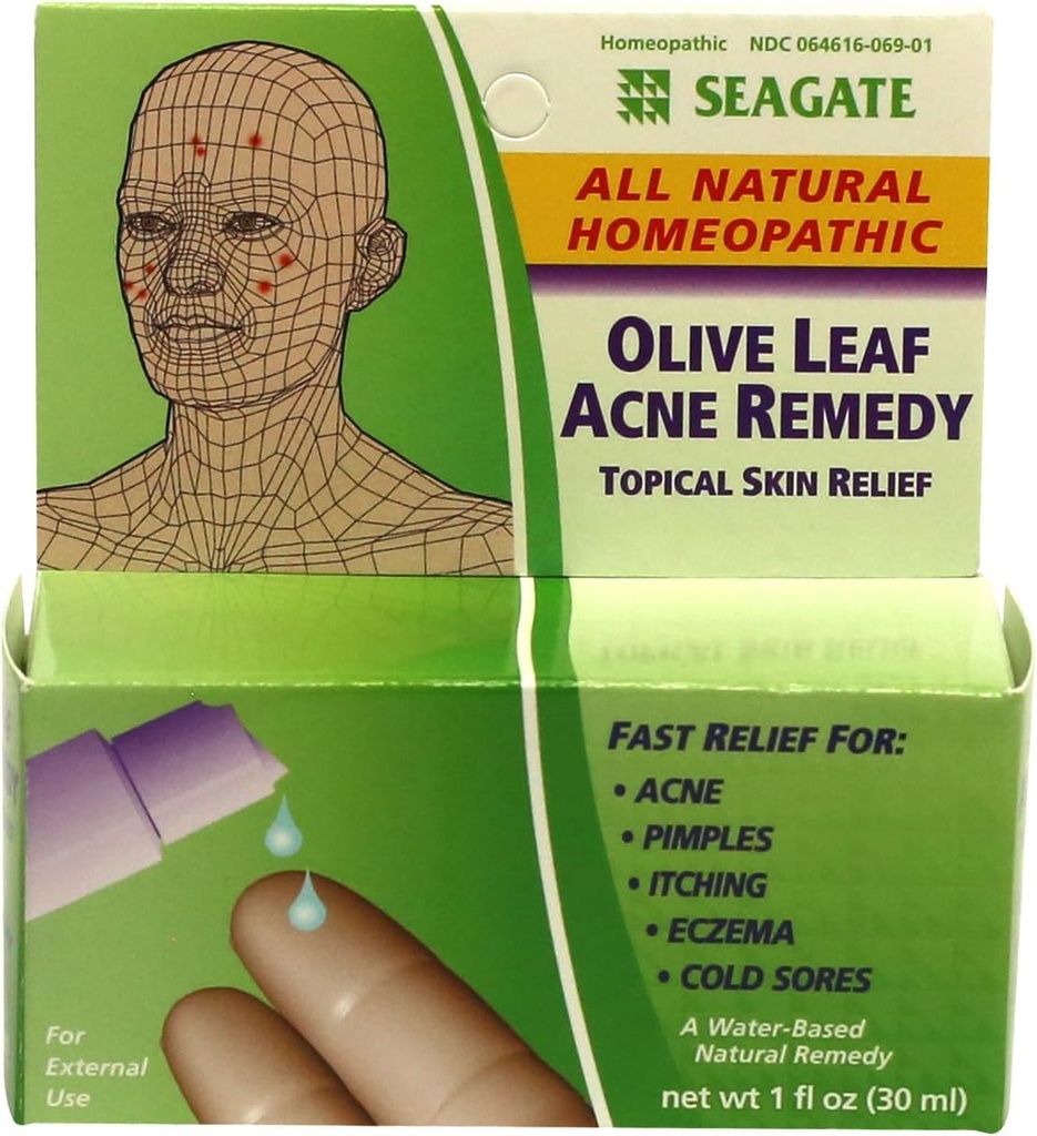 Seagate Products Homeopathic Olive Leaf Natural Acne Remedy (Pack of 2) 1 Ounce