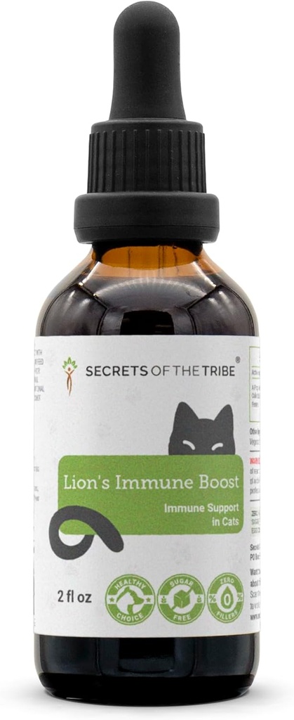 Lion's Immune Boost | Natural Herbal Dietary Supplement | Immune Support in Cats | Alcohol-Free Extract, Elder Flowers, Calendula, Dandelion Root, Lemon Balm, Fennel 2 oz