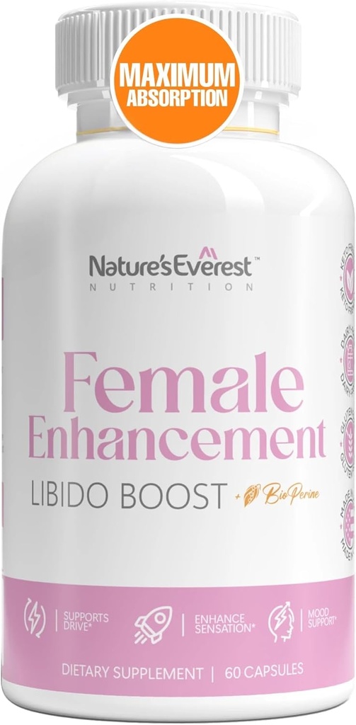 Female Libido Booster for Women – Fast-Acting with Horny Goat Weed, Maca Root & Ashwagandha | Increase Passion, Sensitivity & Desire, Reduce Dryness - 60 Caps