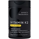 Sports Research® Extra Strength Vitamin K2 as MK-7 180mcg with Coconut MCT Oil - 60 Veggie Softgels - Vegan Certified, Non-GMO Verified & Gluten-Free