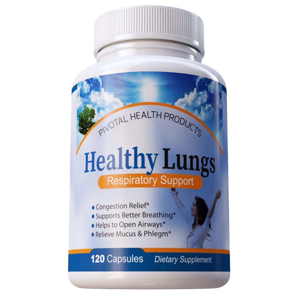 Healthy Lungs 120 Capsules - Improve Lung Function, Breathe Better, Stop Mucus, Phlegm and Allergies Quickly. Get Relief Fast with Healthy Lungs an All Natural Lung Health Supplement