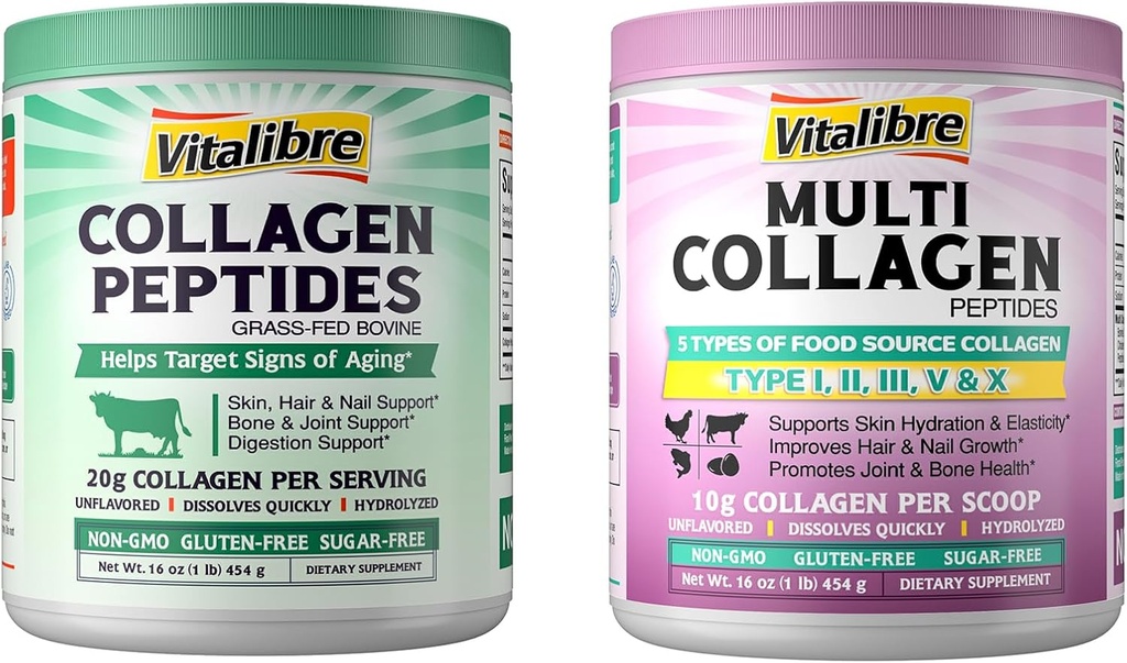 Multi Collagen Peptides Powder 16oz & Bovine Collagen Peptides Powder 16oz