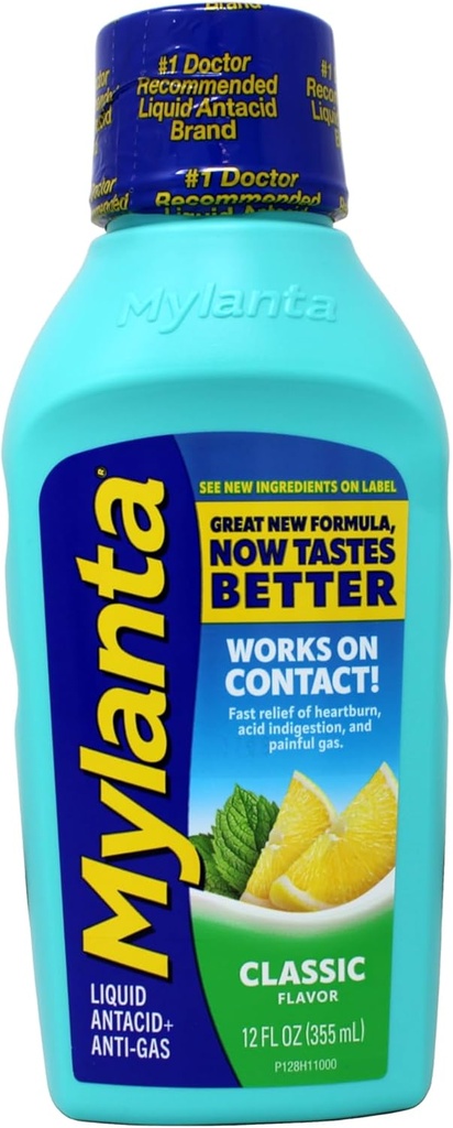 Mylanta Antacid and Gas Relief, Maximum Strength Formula, Classic Flavor, 12 Fluid Ounce