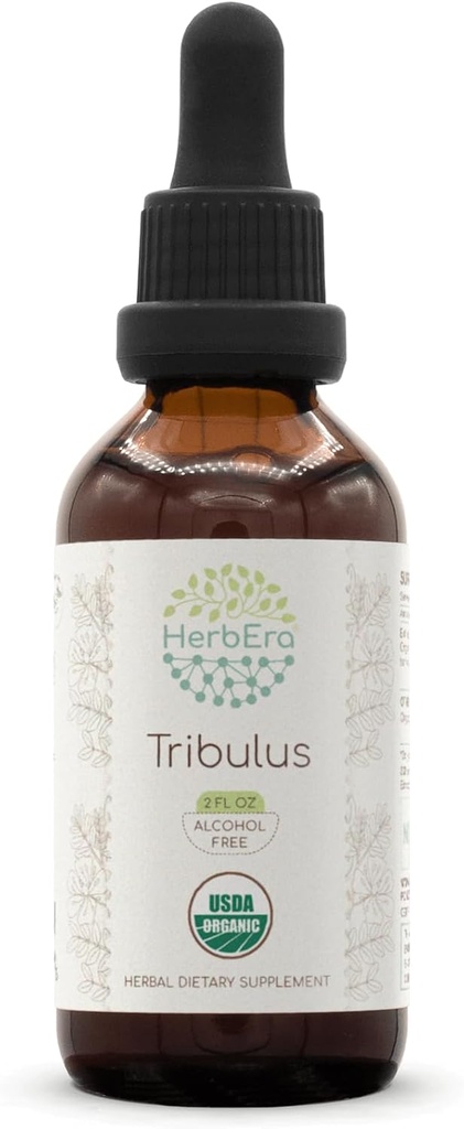 HerbEra Tribulus B60 Alcohol-Free Herbal Extract Tincture, Concentrated Liquid Drops Natural USDA Organic Tribulus (Tribulus Terrestris) Dried Fruit (2 fl oz)