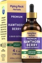 Piping Rock Hawthorn Berry Extract Liquid | 4 fl oz | Herb Tincture Drops | Premium Vegetarian Supplement | Non GMO, Gluten Free
