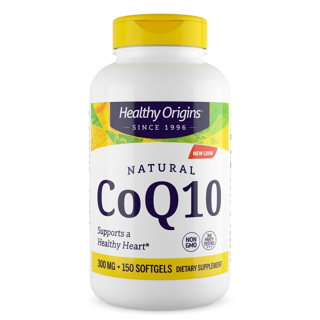 Healthy Origins CoQ10 100 mg, 300 Softgels - Natural Trans-Isomer Ubiquinone, Yeast Fermented High Bioavailability Coenzyme Q10 Supports Heart Health & Cellular Energy - Antioxidant Supplement