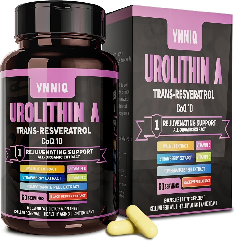 9-in-1 Anti-Aging Supplement with Urolithin A (1200mg) Trans-Resveratrol and CoQ10: Age-Defying Complex