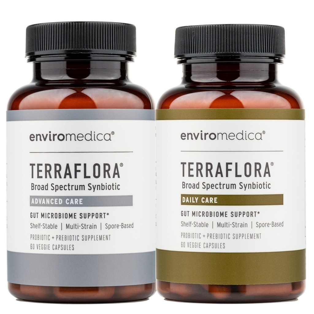 Daily Care synbiotic of probiotics and prebiotics and Advanced Care SBO Probiotic + Prebiotic