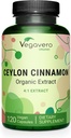 Vegavero Organic Ceylon Cinnamon | 2000mg | USDA Certified | NO Artificial Additives | 4 Month Supply | Lab-Tested, Non-GMO | 120 Capsules | Vegan