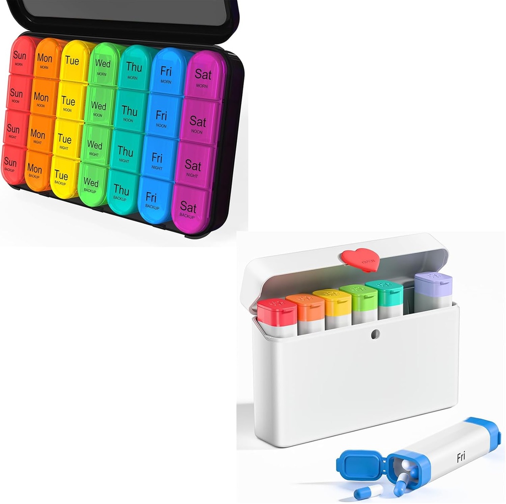Weekly Pill Organizer 4 Times a Day & 2 Times a Day