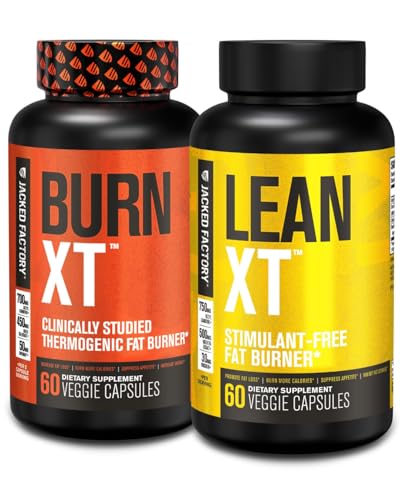Jacked Factory Burn XT Thermogenic Fat Burner & Lean XT Caffeine Free Weight Loss Supplement