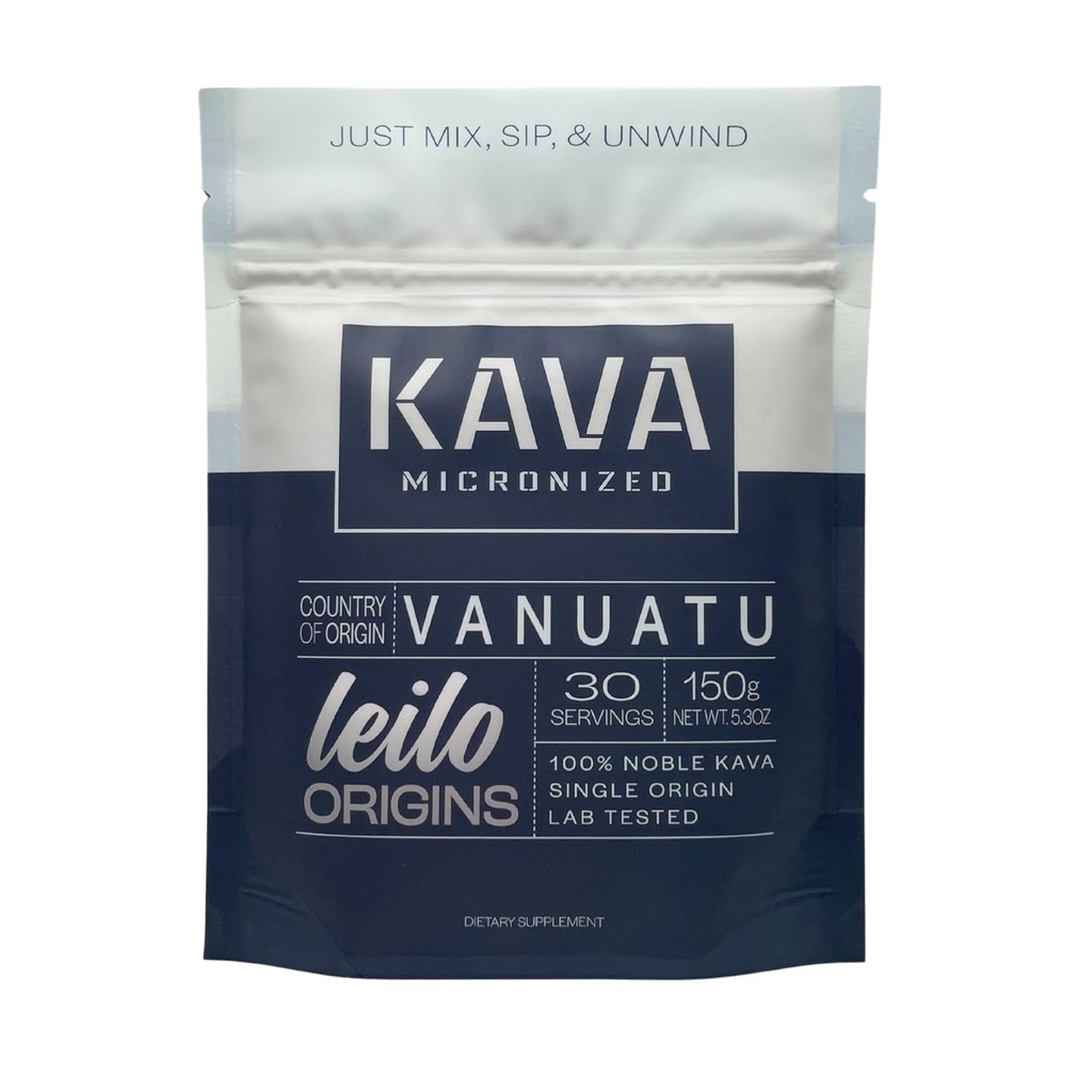 Leilo Instant Mix Micronized Kava Powder | from Vanuatu | Just Mix & Serve to Support Stress and Promote Relaxation (150 Grams | 30 Servings)
