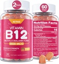 NEVISS Vitamin B12 10000 mcg (Methyl B12) Gummies with Vitamin D3, B9 Vitamin Folate, Vitamin C, for Energy Boost & Metabolism, Nervous System, Strong Bone, Immune Support, Low Sugar, 120 Count