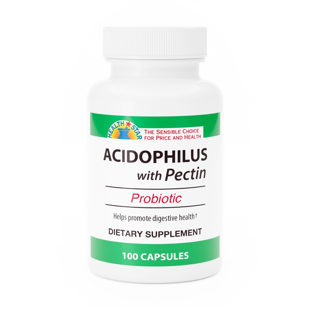 GeriCare Acidophilus with Pectin Probiotic Capsules, Optimizes Intestinal Flora, Digestive Gut Function, Boosts Immune Defenses, and Strengthens Bones, 100 Count (Pack of 1)