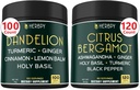 Bundle 6in1 Dandelion Supplement & 6in1 Citrus Bergamot Supplement - Support Relaxation, Heart, Digestion Health and Immune