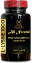 L-LYSINE 1000 mg Free Form Amino Acid Essential - High Strength L-Lysine Supplement for Eye Lip Collagen Synthesis and Immune Support, Promotes Healthy Skin, Hair - 1 Bottle 100 Counts