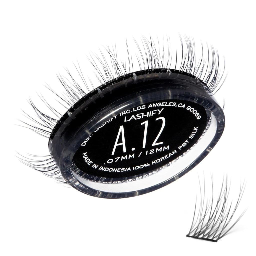 Lashify Amplify 12mm GossamerDIY Eyelash Extensions Refill, Black, Easy False Eyelashes for a Natural Look