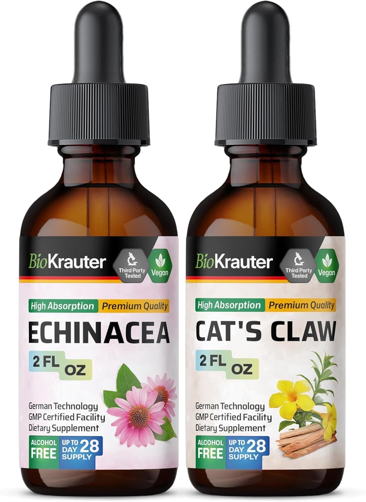 BIO KRAUTER Echinacea Tincture 2 Fl. Oz. & Cat's Claw Tincture 2 Fl. Oz.