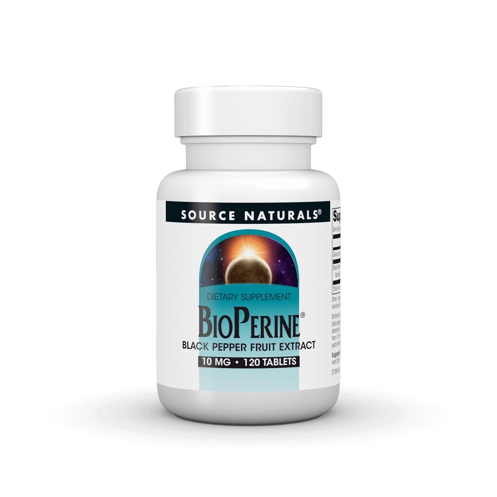 Source Naturals BioPerine - Black Pepper Fruit Extract, Promotes Nutrient Absorption* 10 mg, 120 Tablets