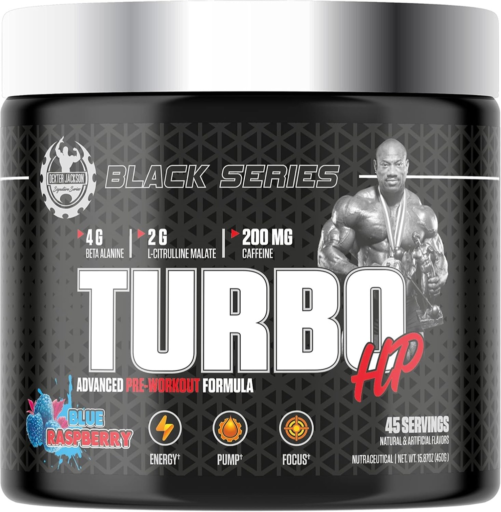 Black Series Turbo HP Pre Workout | Flavoured, Advanced Formula | Boost Energy and Performance | 45 Servings, 450 Gram (Regular, Blue Raspberry)