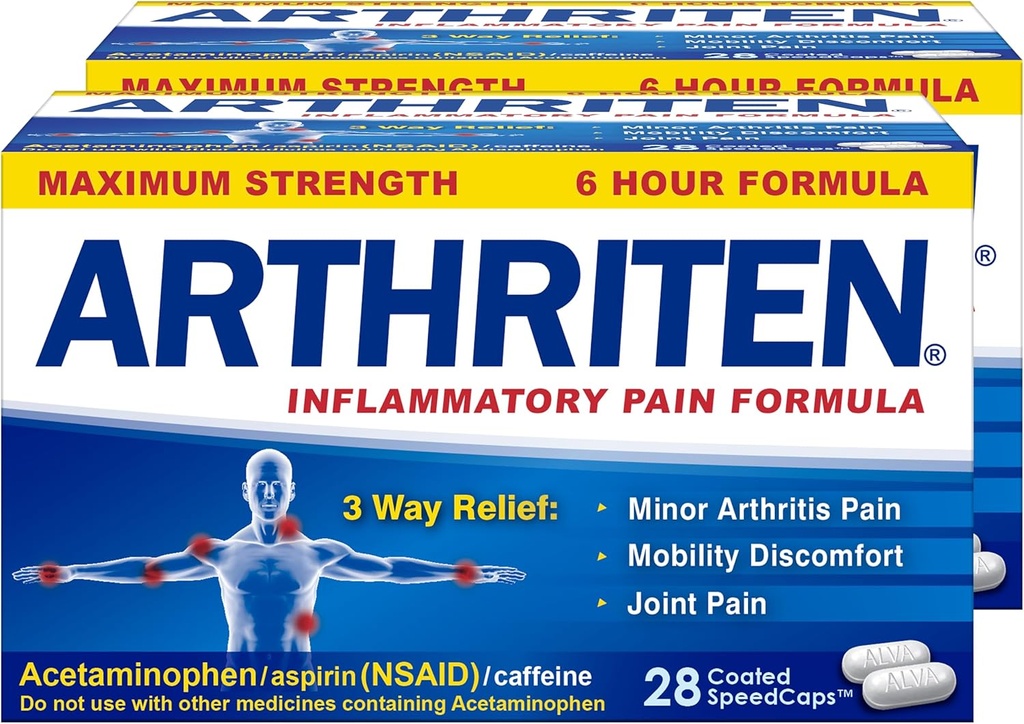 Inflammatory Pain Formula - Maximum Strength - 6 Hour Formula - 28 Caplets (Pack of 2)