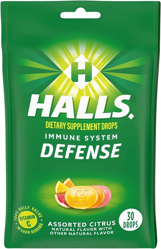 Halls Defense Vitamine C Assorted Citrus 30 Drops X 12 Packs