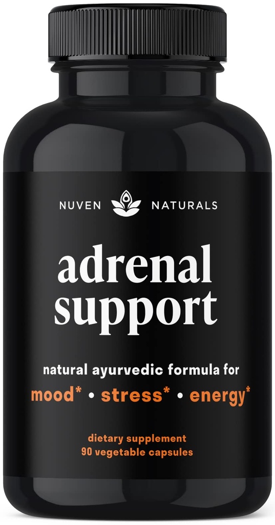 Nuven Naturals Adrenal Support - Cortisol Manager & Adrenal Support Supplements with Ashwagandha Extract, Rhodiola Rosea, Holy Basil to Help Stress, Fatigue & Energy | Adaptogens | 90 Capsules
