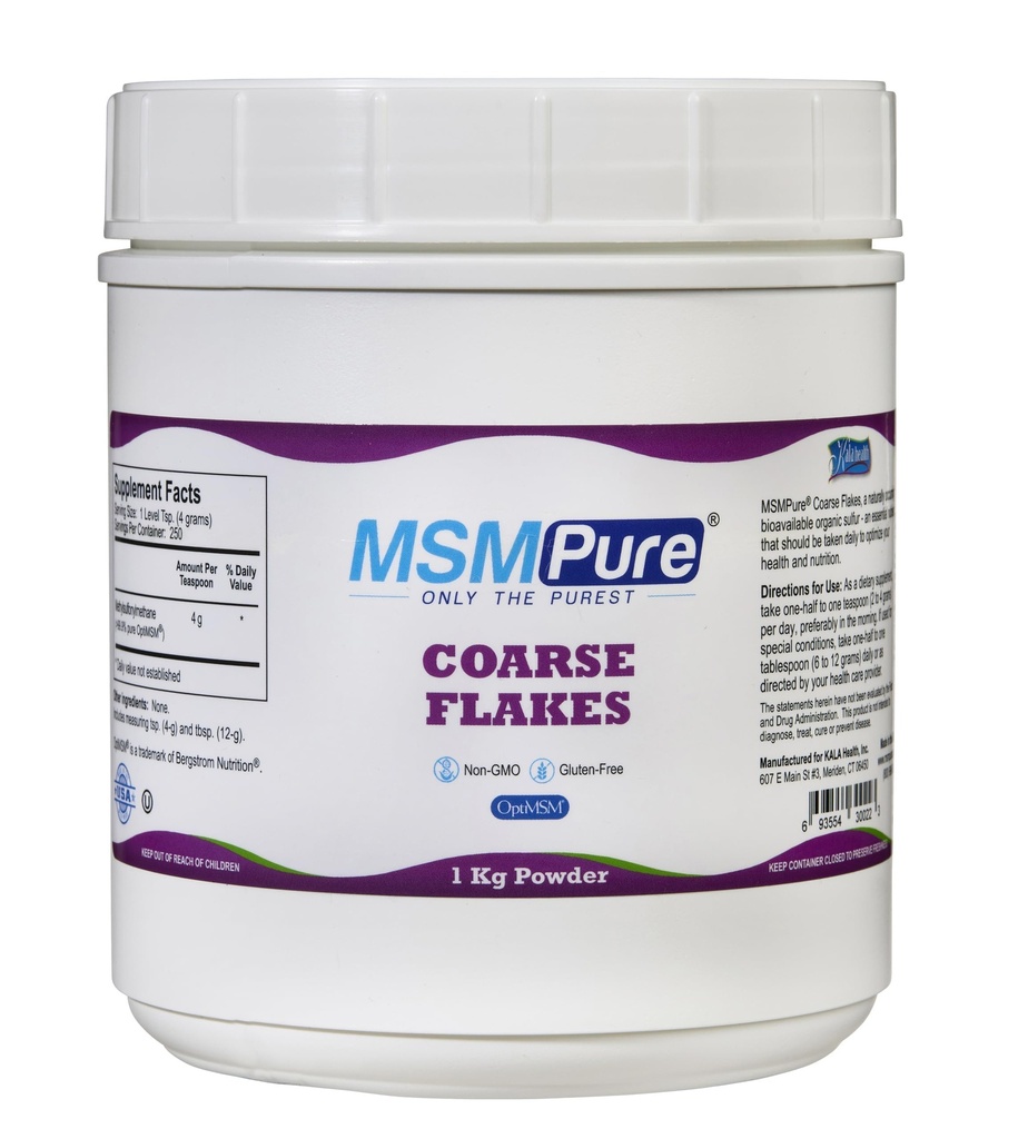 KALA HEALTH MSMPure Coarse MSM Powder Flakes – US-Made MSM for Joint Health, Skin Appearance, and Hair & Nail Support – 2.2 lb, Organic Sulfur