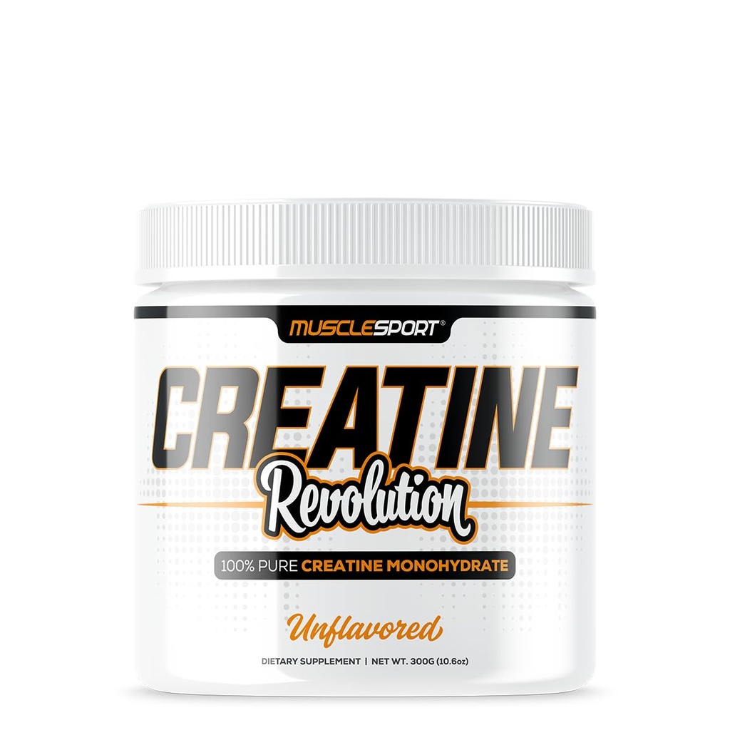 Musclesport Creatine Monohydrate Powder - Micronized Creatine Monohydrate - Energy, Strength & Endurance - 300g, Unflavored