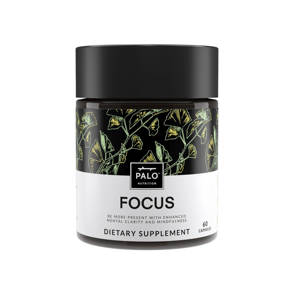 PALO Focus Brain Booster Natural Supplement Nootropic for Memory, Focus, Learning, Reall, Attention and Cognition - Ginkgo Biloba, Bacopa, Gotu Kola, Ashwagandha, Mucuna 60 Capsules