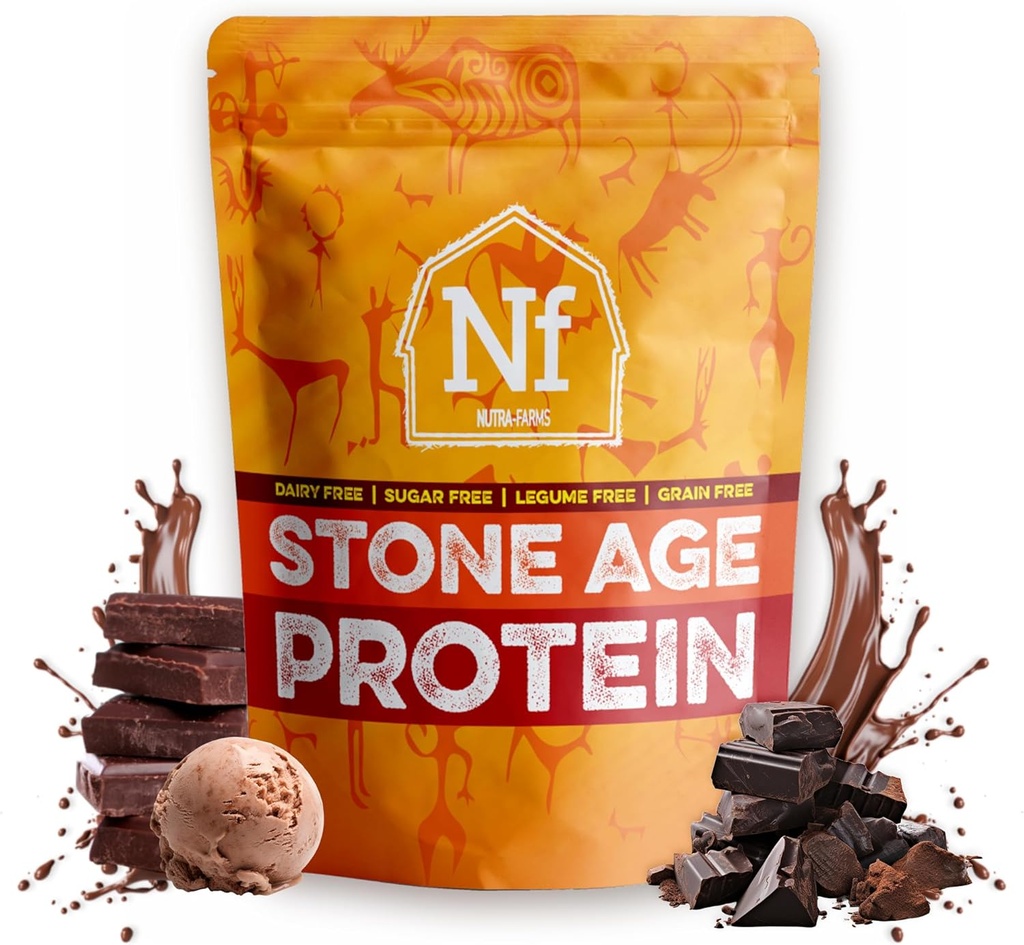 Nutra Farms Stone Age Protein | Gluten-Free Egg White Protein Powder | Egg White Powder | Dairy Free, Sugar Free & Gut-Friendly | Chocolate, 2 lbs