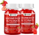 Magnesium Glycinate Gummies 600mg, Sugar Free Magnesium Gummies for Adults, Strawberry Magnesium Supplement for Stress & Muscle Relief & Nerve Health, Non-GMO, Gluten Free, Vegan, 120 Count