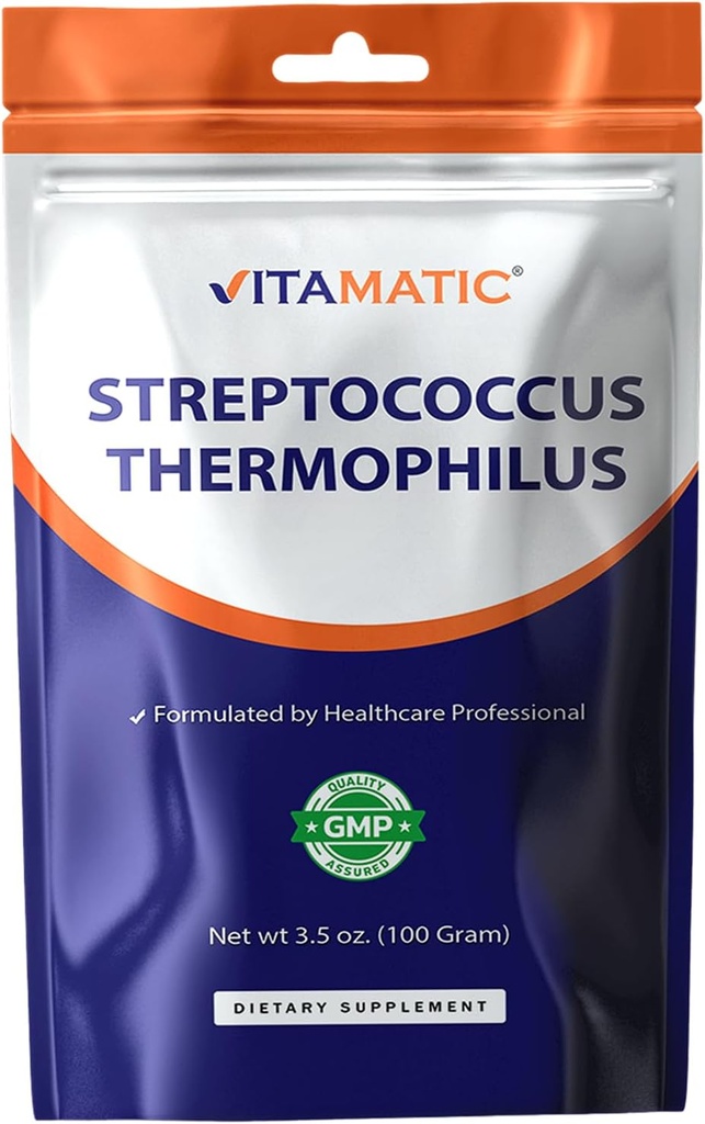 Vitamatic Streptococcus Thermophilus Probiotic Powder - Digestive Health Support - 100 Gram (3.5 OZ) - 100 Servings