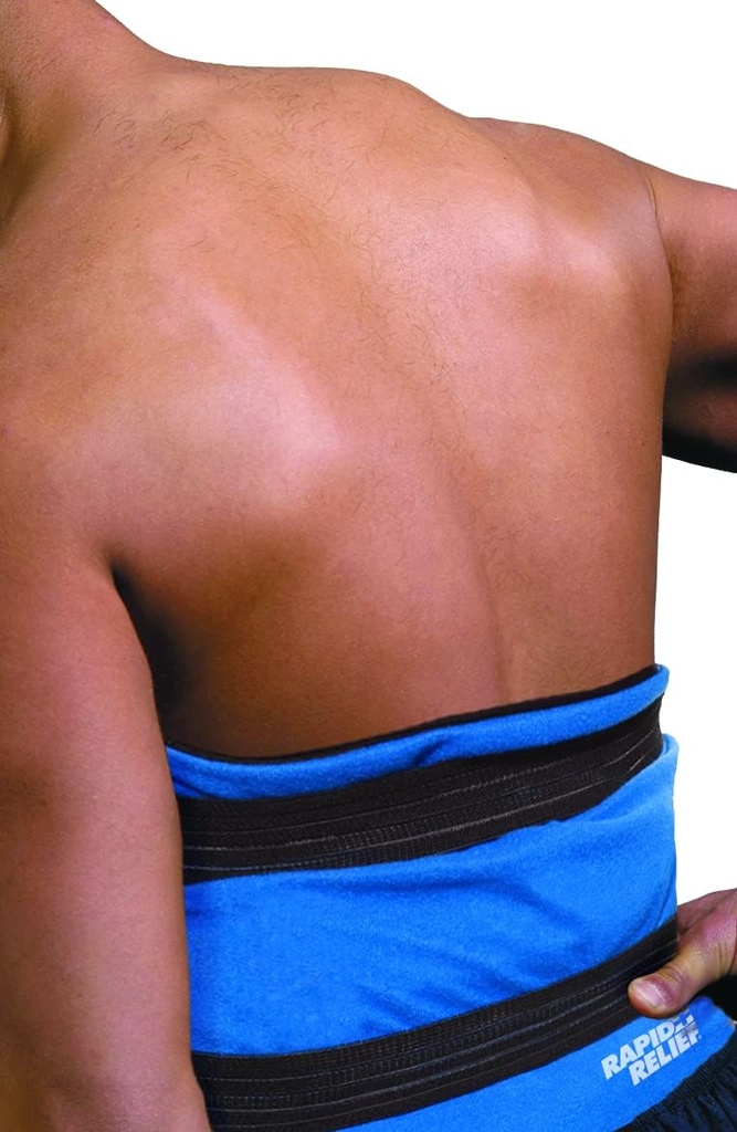Rapid Relief Deluxe Reusable Hot and Cold Compress - Large Flexible Ice Pack Hot Cold Therapy Pack for Back and Body Pain with Adjustable Strap, Freeze or Microwave