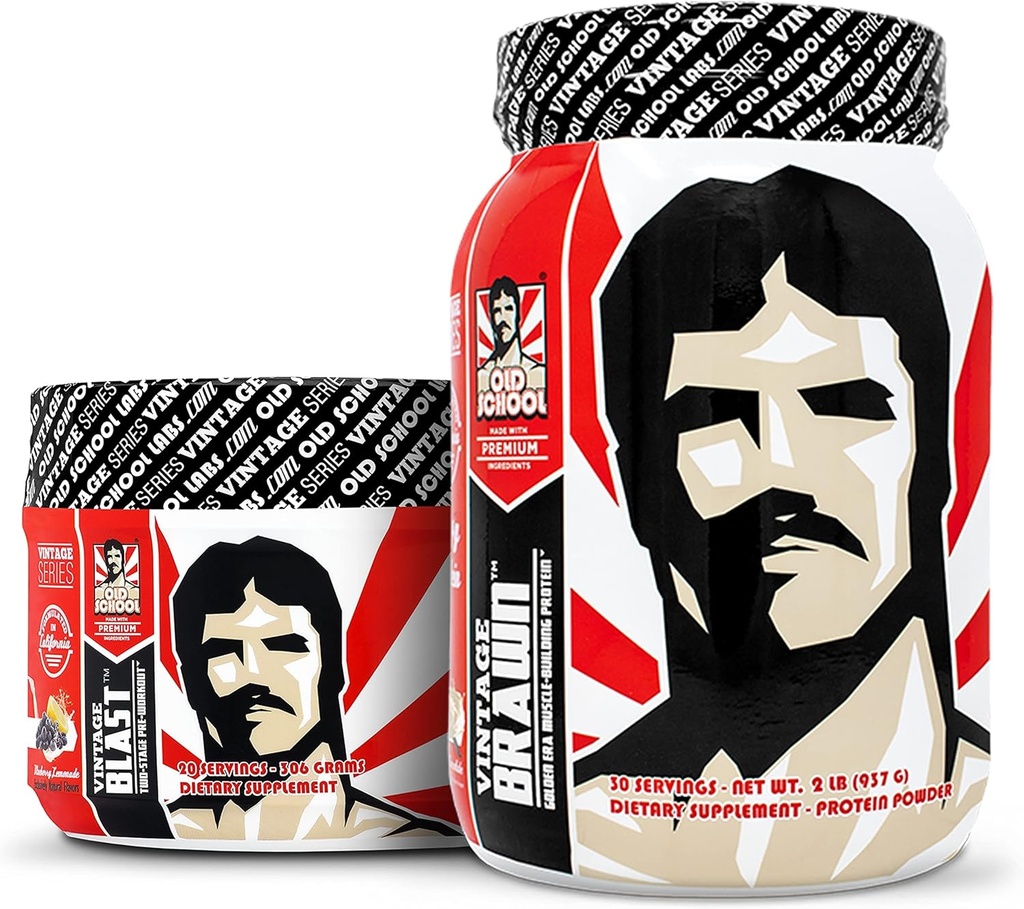 Old School Labs Vintage Blast (Pre Workout) + Vintage Brawn (Muscle Building Protein)
