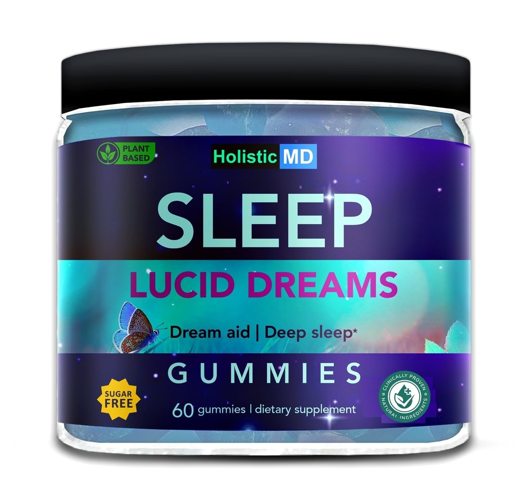 Lucid Dreams Deep Sleep - Mugwort Herb 5 htp Mucuna Pruriens Choline Supplements - Gummies Sugar Free Vegan 60 ct