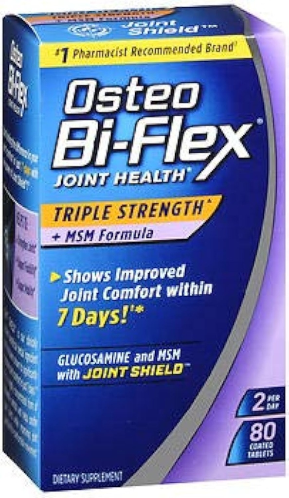 Osteo Bi-Flex Joint Health Triple Strength + MSM Formula Joint Shield + Glucosamine - 80 Coated Tablets