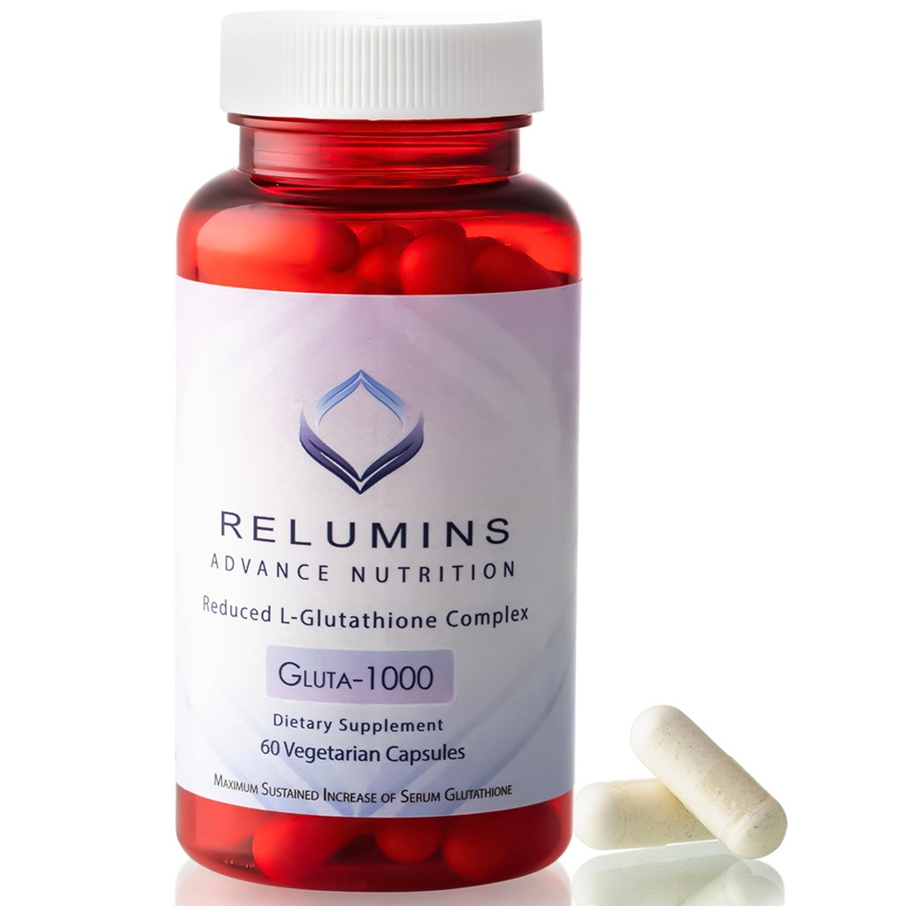 Relumins L-Glutathione Supplement Complex - Wellness Gift for Mom - World’s Most Advanced Reduced Glutathione 1000mg with Alpha Lipoic Acid for Smoother & Brighter Skin, Made in USA - 60 Caps