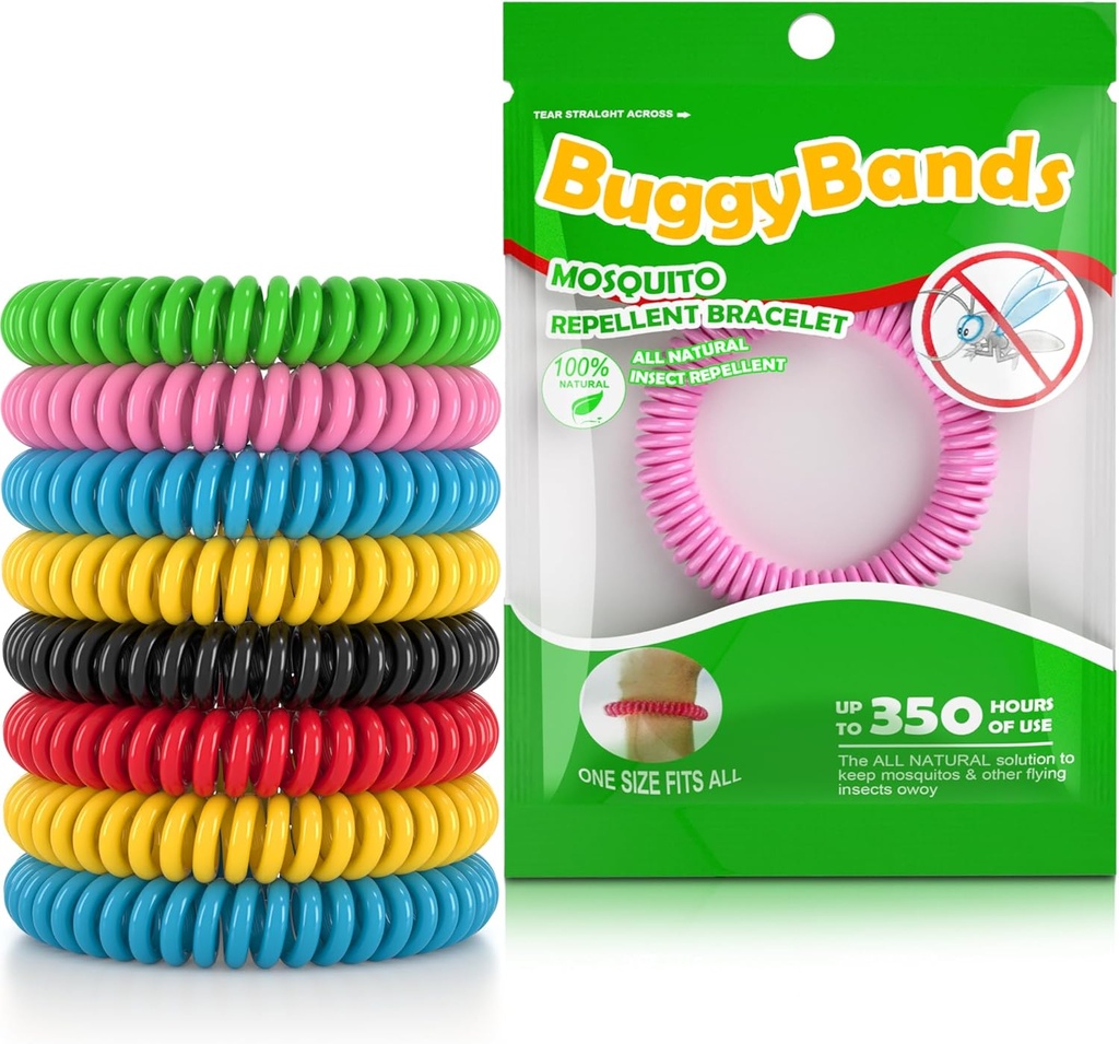 12 Pack Mosquito Repellent Bracelets, Individually Wrapped, DEET Free, Natural and Waterproof Band