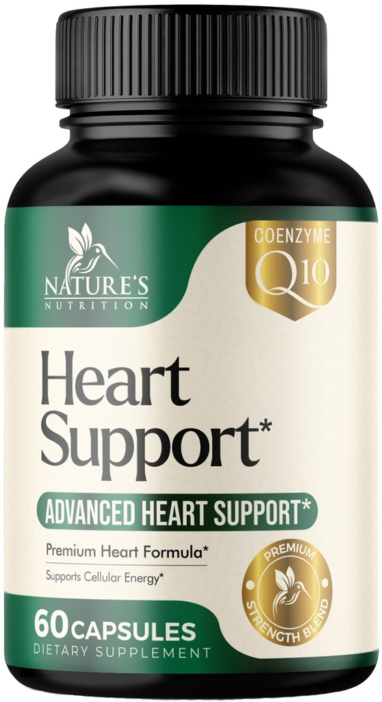 Heart Health Supplement – Complete Heart Support Formula for Women & Men - with CoQ10, B Vitamins, L-Arginine, Hawthorn, Resveratrol - Natural Nitric Oxide Energy Production - Made USA – 60 Capsules