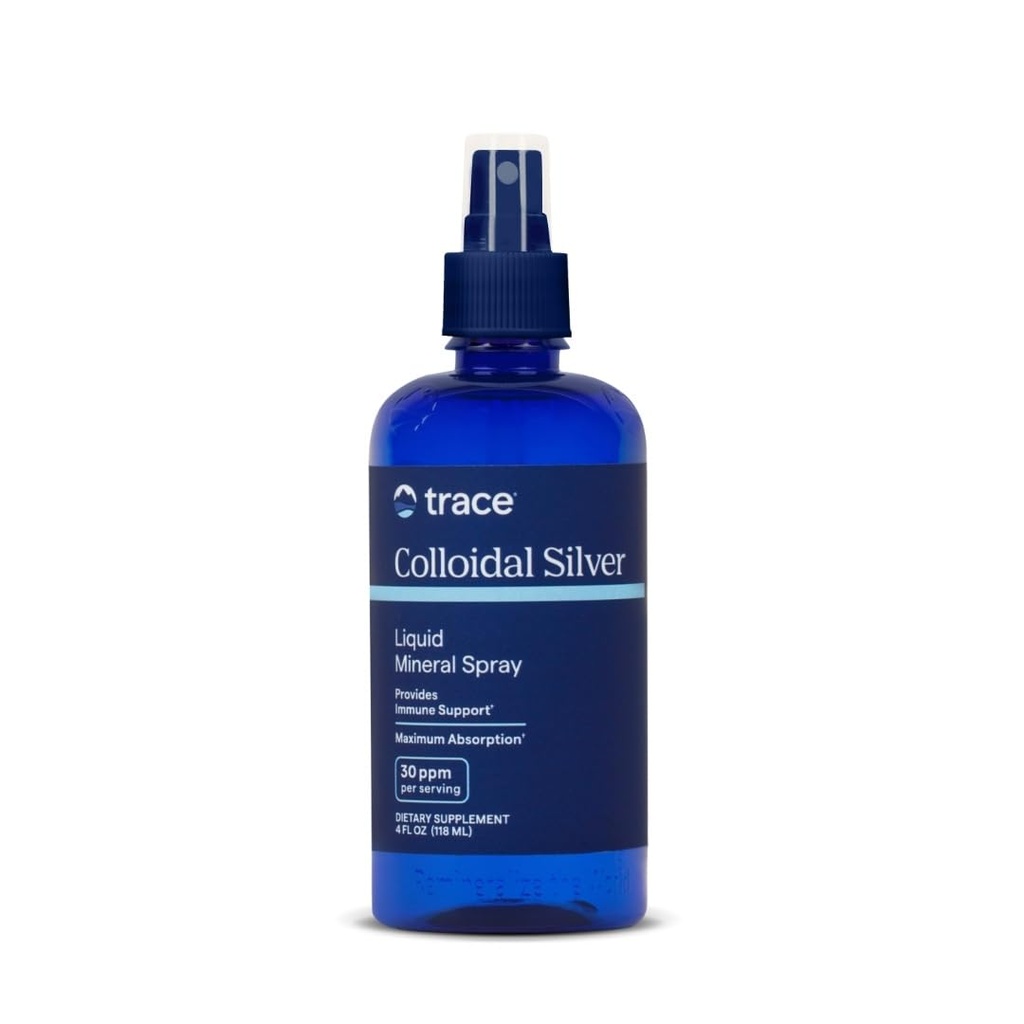 Trace Minerals Colloidal Silver Spray - Daily Mineral Supplement to Aid Effective Absorption - Supports Immune, Skeletal & Sleep Health - Super Oxygenated Supplement - 4 fl oz (About 118 Servings)
