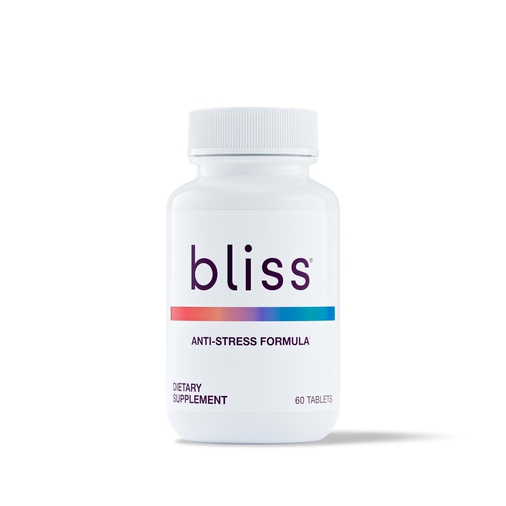 Bliss Herbal Stress Support – Adaptogenic Tablets with Ashwagandha, Rhodiola & L-Theanine – Promotes Calm, Mood Balance & Mental Clarity – Vegan & Gluten-Free – 60 Tablets