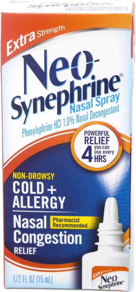 Neo-Synephrine Nasal Spray , Extra Strength Formula, 0.50 Ounces each (Value Pack of 3)