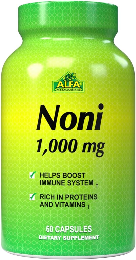 ALFA VITAMINS Noni 1000 Mg 60 Capsules - Tonic for Optimal Functioning of The Body - Antioxidant