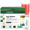 Cureveda Hair Bioten Grow Plant Based Biotin 10000 mcg Powder Supplement for Men & Women | Healthy Scalp and Hair Growth, No Added Sugar, Natural Pomegranate Flavour 30 Sachets