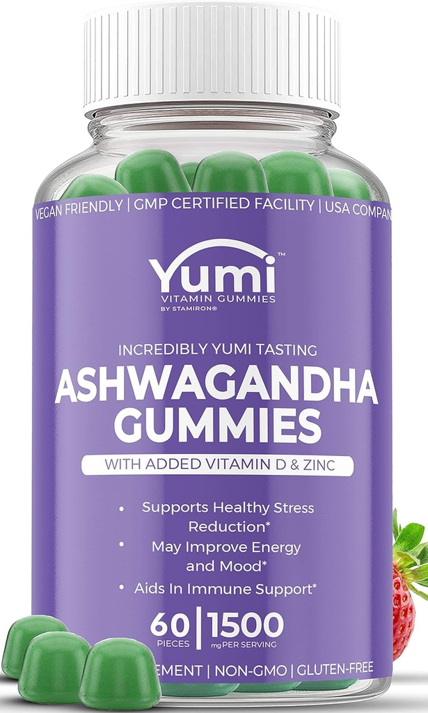 Ashwagandha Gummies Supplements Vegan Friendly - Gummy Vitamins Advanced Compare to Capsules Tablets Pills Liquid - 60 Plant Based Gummies